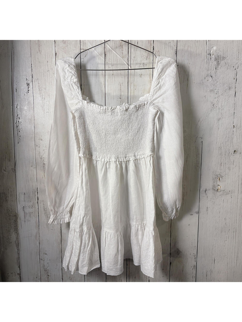 Aritzia Wilfred Tempest White Mini Long Sleeve Dress